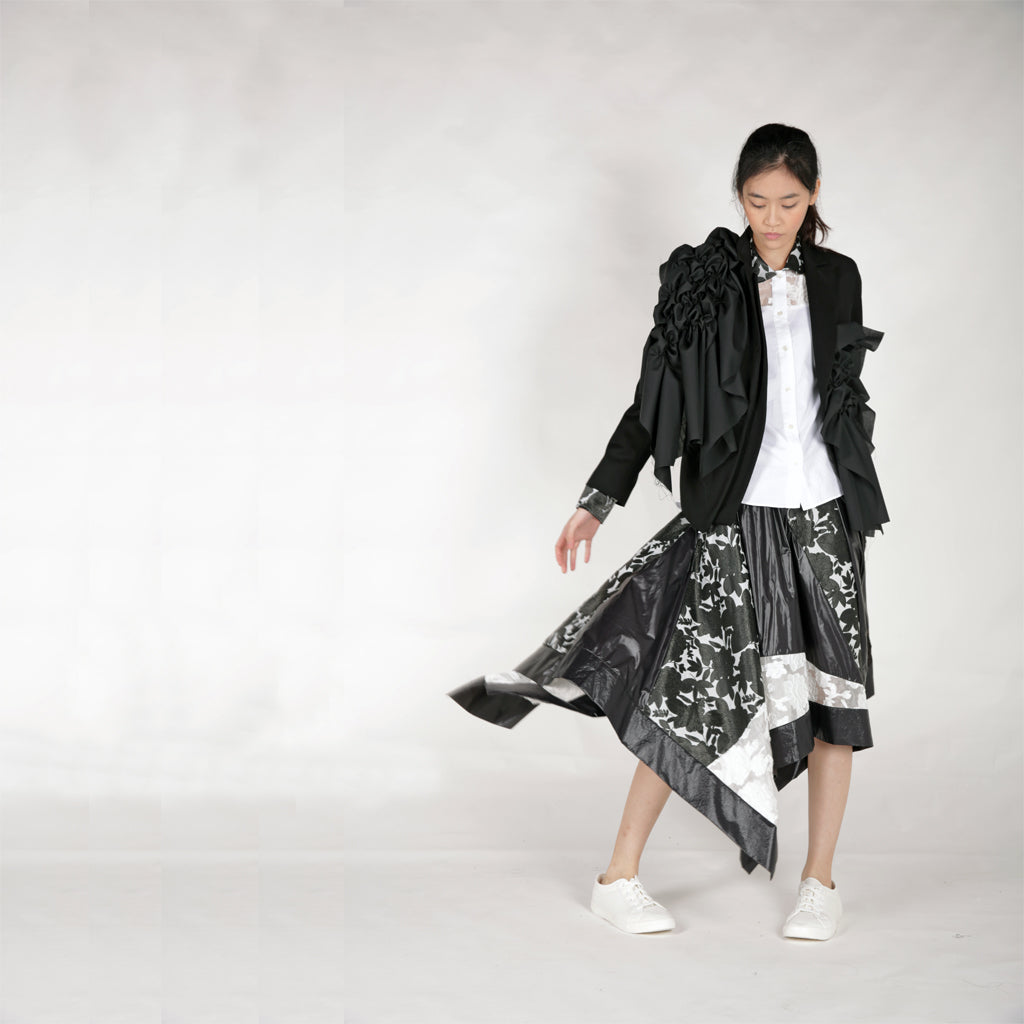 Jacket - Gathered Panels & Double Lapels - phenotypsetter, fashion designer label, unisex, women, accessories