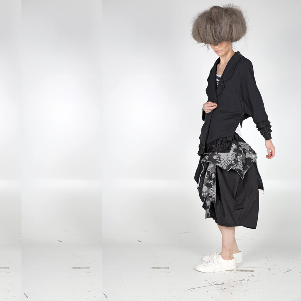 Jacket - Asymmetric Length with Ruffles - phenotypsetter, fashion designer label, unisex, women, accessories