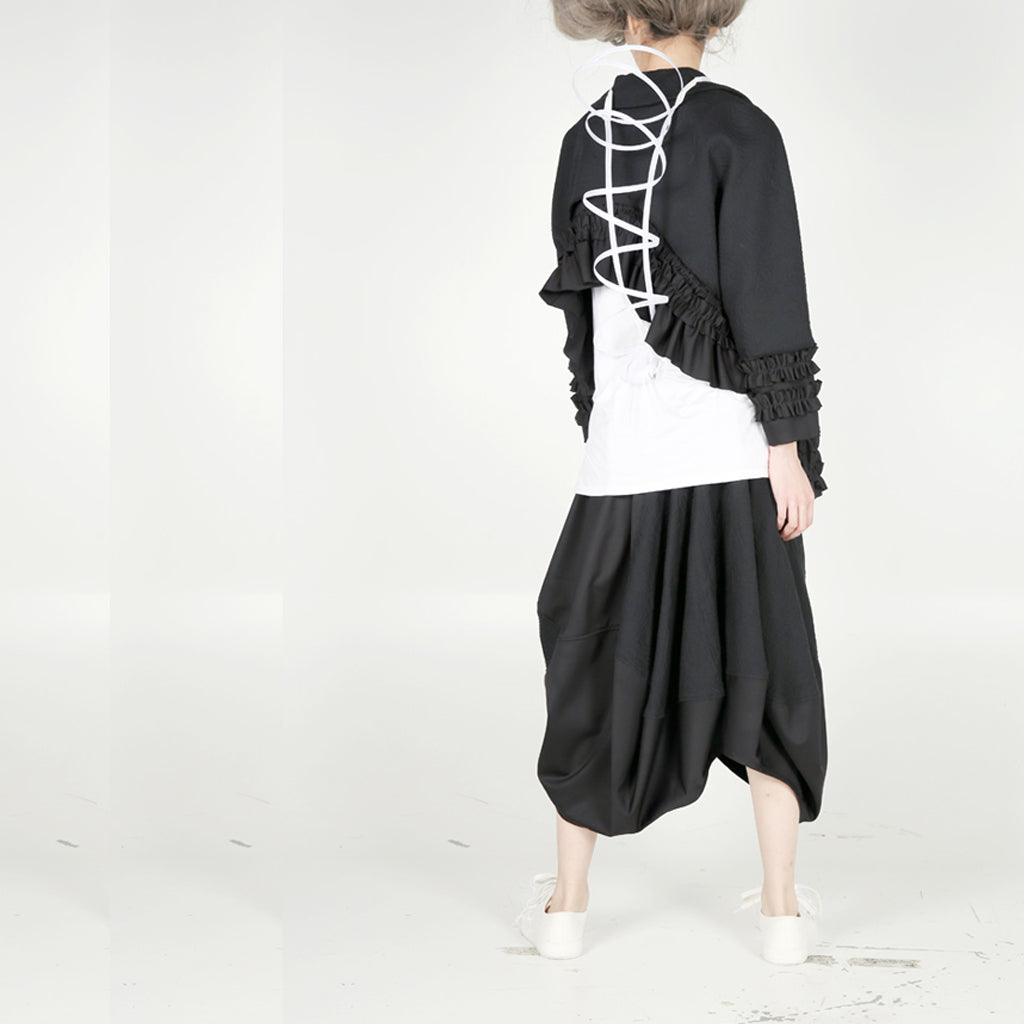 Jacket - Asymmetric Length with Ruffles - phenotypsetter, fashion designer label, unisex, women, accessories