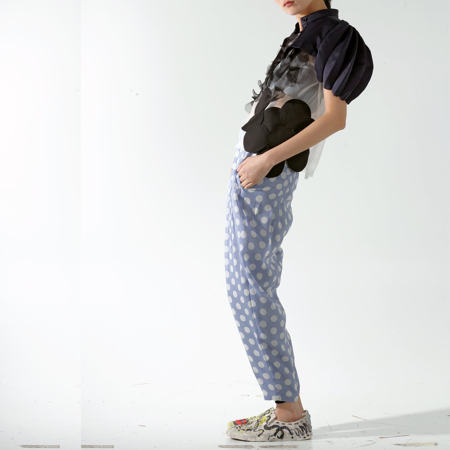 Cape - Ball Shaped Accordion on Sleeve - phenotypsetter, fashion designer label, unisex, women, accessories