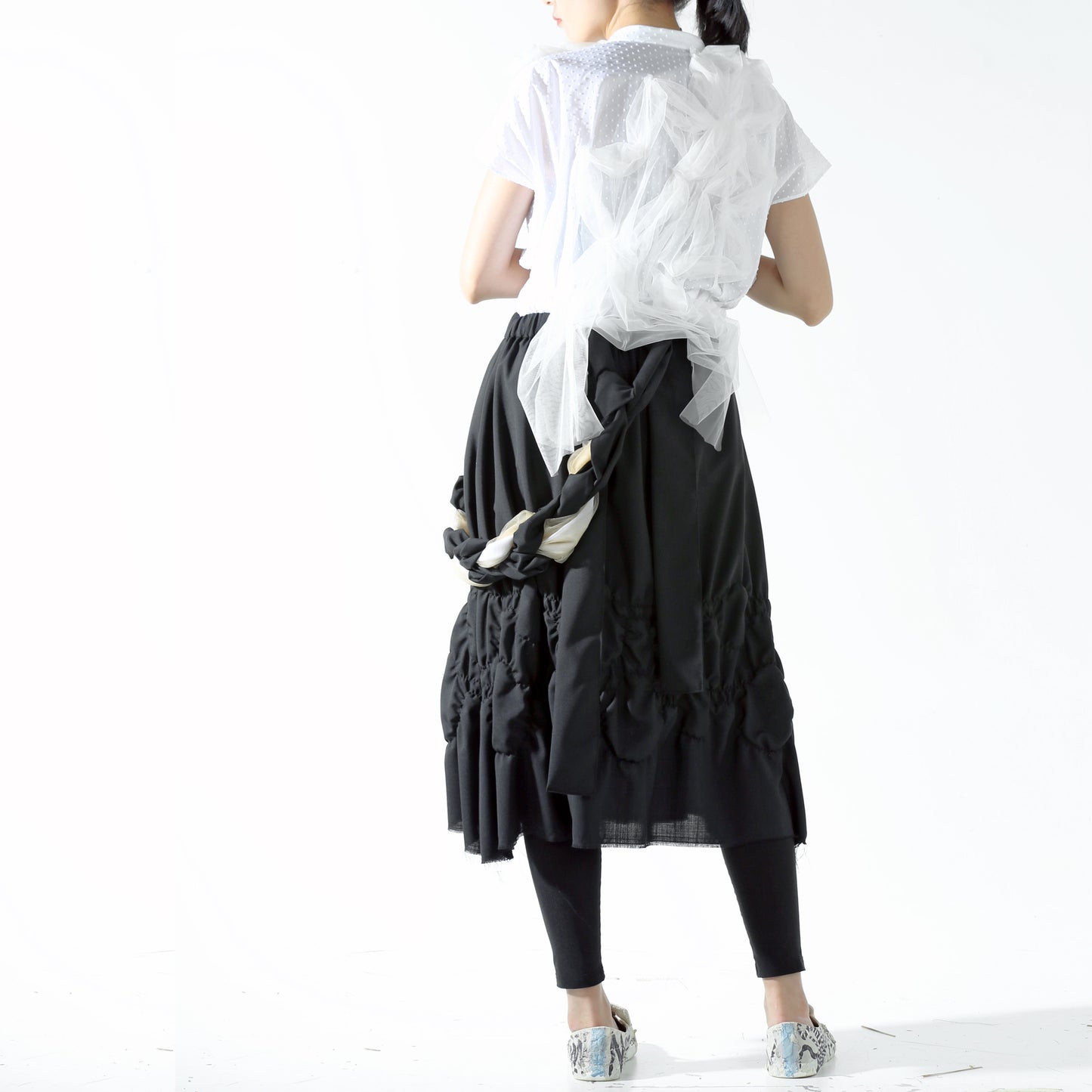 Skirt - Shirring A Line with Braided Suspender - phenotypsetter, fashion designer label, unisex, women, accessories
