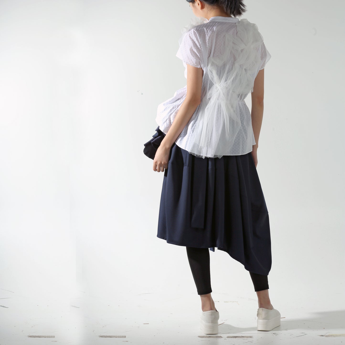 Skirts - Drop Cocoon with circular Ruffle Suspender - phenotypsetter, fashion designer label, unisex, women, accessories