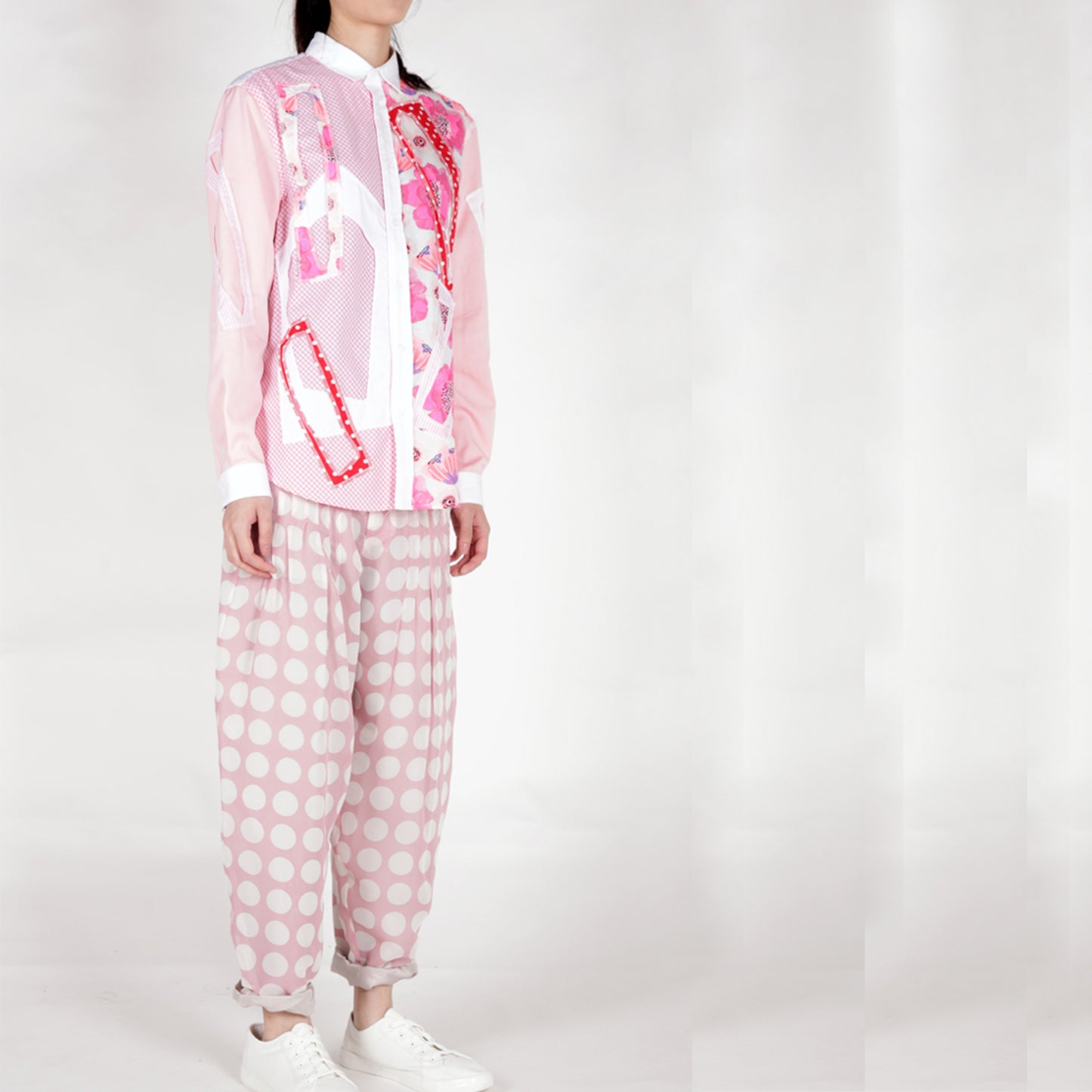 Shirt with Cutout and Patchwork Pink tone - phenotypsetter, fashion designer label, unisex, women, accessories