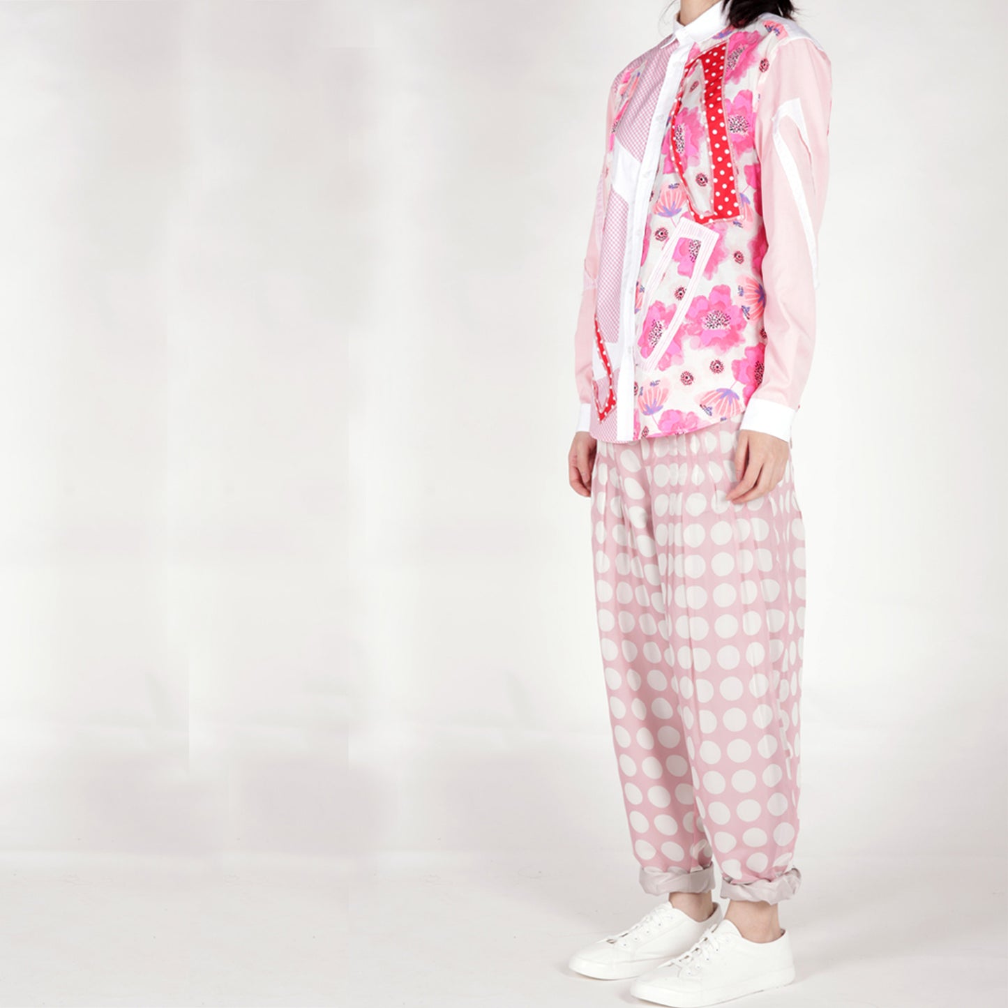 Shirt with Cutout and Patchwork Pink tone - phenotypsetter, fashion designer label, unisex, women, accessories