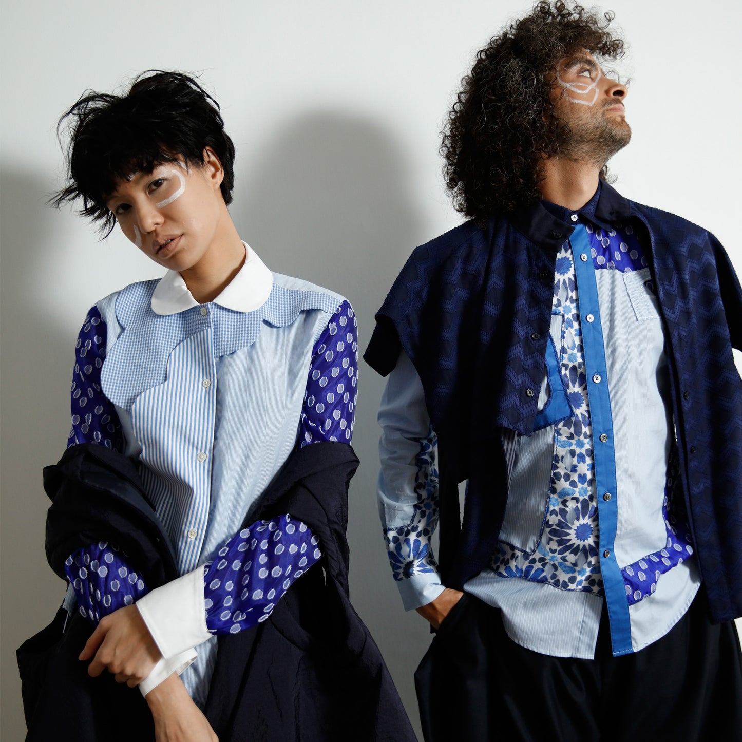 Shirts - Blue Patchwork - phenotypsetter, fashion designer label, unisex, women, accessories