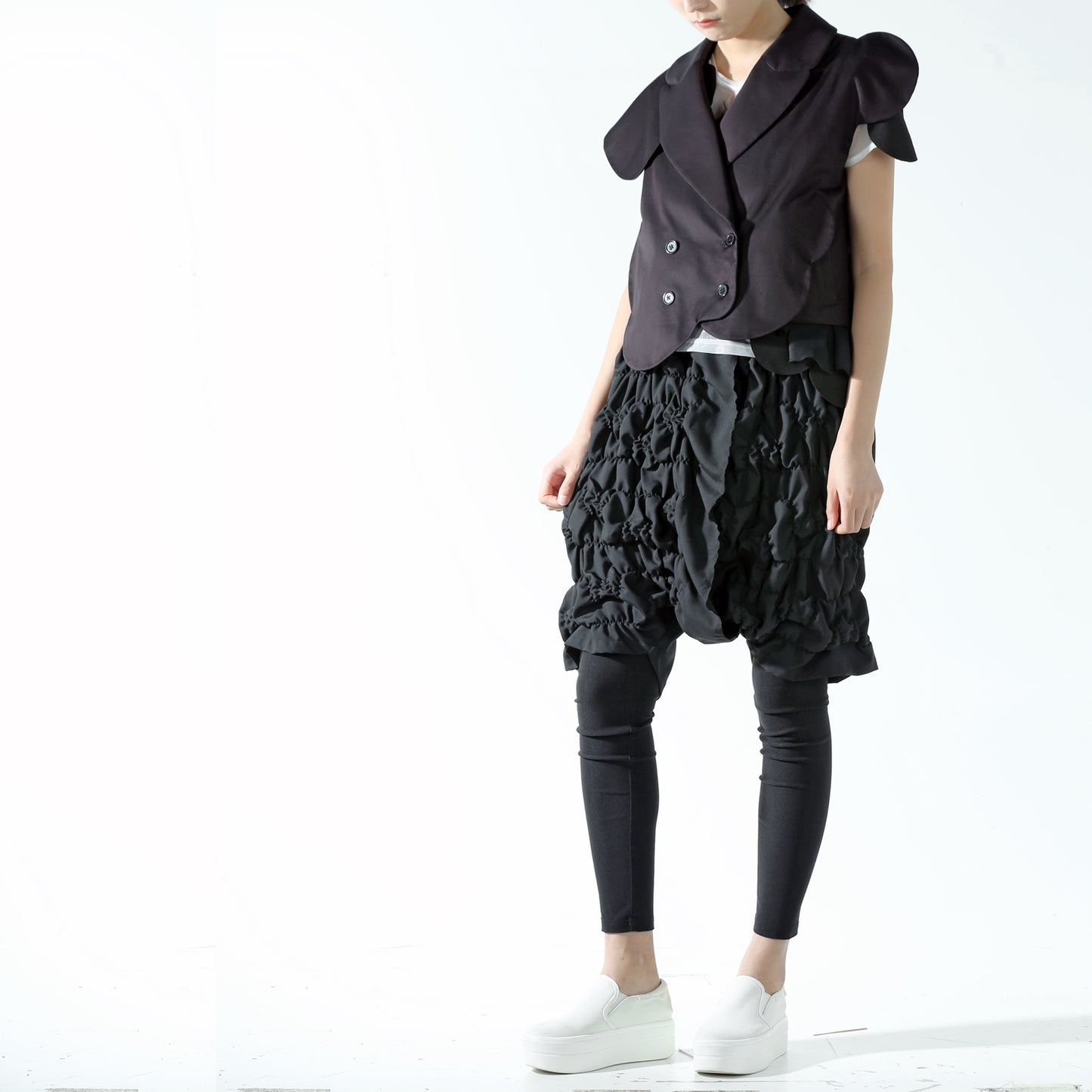 Jacket - Sleeveless with Circle Edge and Flakes - phenotypsetter, fashion designer label, unisex, women, accessories