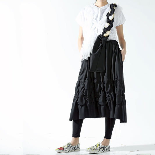Skirt - Shirring A Line with Braided Suspender - phenotypsetter, fashion designer label, unisex, women, accessories