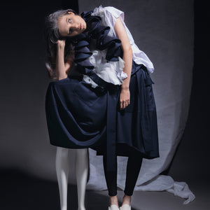 Skirts - Drop Cocoon with circular Ruffle Suspender - phenotypsetter, fashion designer label, unisex, women, accessories