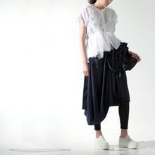Load image into Gallery viewer, Skirts - Drop Cocoon with circular Ruffle Suspender - phenotypsetter, fashion designer label, unisex, women, accessories
